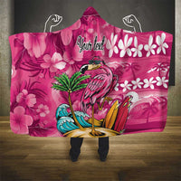 Hawaiian Flamingo Hibiscus Personalised Hooded Blanket Pink Summer Tropical Flowers LT9 - Polynesian Pride