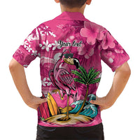 Hawaiian Flamingo Hibiscus Personalised Kid Hawaiian Shirt Pink Summer Tropical Flowers - Polynesian Pride