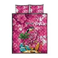 Hawaiian Flamingo Hibiscus Personalised Quilt Bed Set Pink Summer Tropical Flowers - Polynesian Pride