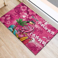 Hawaiian Flamingo Hibiscus Personalised Rubber Doormat Pink Summer Tropical Flowers - Polynesian Pride