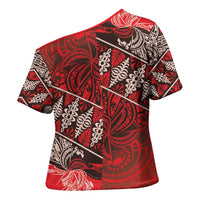 Vintage Ngatu Tribal Tonga Pattern Cross Shoulder Shirt - Polynesian Pride