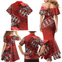Vintage Ngatu Tribal Tonga Pattern Family Matching Mermaid Dress and Hawaiian Shirt - Polynesian Pride