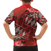 Vintage Ngatu Tribal Tonga Pattern Family Matching Off The Shoulder Long Sleeve Dress and Hawaiian Shirt - Polynesian Pride