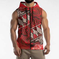 Vintage Ngatu Tribal Tonga Pattern Sleeveless Zip Hoodie - Polynesian Pride