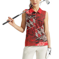 Vintage Ngatu Tribal Tonga Pattern Women Sleeveless Polo Shirt - Polynesian Pride