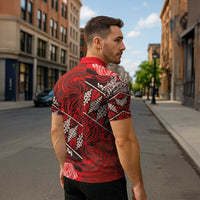 Vintage Ngatu Tribal Tonga Pattern Zipper Polo Shirt - Polynesian Pride