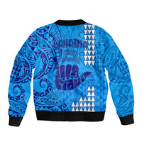 Strong Maui Bomber Jacket Good Living Hawaii with Shaka Sign Kakau Tribal Blue LT9 - Polynesian Pride