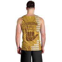 Strong Maui Men Tank Top Good Living Hawaii with Shaka Sign Kakau Tribal Gold LT9 - Polynesian Pride