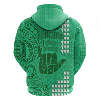 Strong Maui Hoodie Good Living Hawaii with Shaka Sign Kakau Tribal Green LT9 - Polynesian Pride