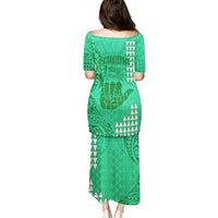 Strong Maui Puletasi Good Living Hawaii with Shaka Sign Kakau Tribal Green LT9 - Polynesian Pride