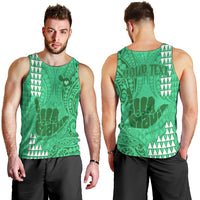 Personalised Strong Maui Men Tank Top Good Living Hawaii with Shaka Sign Kakau Tribal Green LT9 - Polynesian Pride