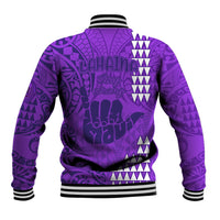 Strong Maui Baseball Jacket Good Living Hawaii with Shaka Sign Kakau Tribal Purple LT9 - Polynesian Pride