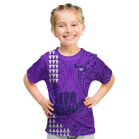 Strong Maui Kid T Shirt Good Living Hawaii with Shaka Sign Kakau Tribal Purple LT9 Purple - Polynesian Pride