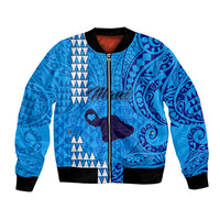 Maui Island Bomber Jacket Kakau Tribal Mixed Polynesian Pattern Blue LT9 Unisex Blue - Polynesian Pride