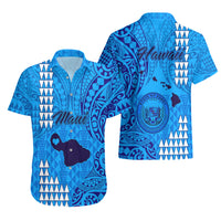 Maui Island Hawaiian Shirt Kakau Tribal Mixed Polynesian Pattern Blue LT9 - Polynesian Pride