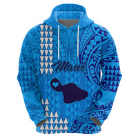 Maui Island Hoodie Kakau Tribal Mixed Polynesian Pattern Blue LT9 - Polynesian Pride