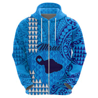 Maui Island Hoodie Kakau Tribal Mixed Polynesian Pattern Blue LT9 - Polynesian Pride