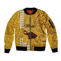 Maui Island Sleeve Zip Bomber Jacket Kakau Tribal Mixed Polynesian Pattern Gold LT9 Unisex Gold - Polynesian Pride