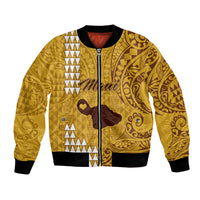 Personalised Maui Island Bomber Jacket Kakau Tribal Mixed Polynesian Pattern Gold LT9 Unisex Gold - Polynesian Pride