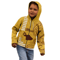 Personalised Maui Island Kid Hoodie Kakau Tribal Mixed Polynesian Pattern Gold LT9 - Polynesian Pride