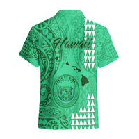 Maui Island Hawaiian Shirt Kakau Tribal Mixed Polynesian Pattern Green LT9 - Polynesian Pride