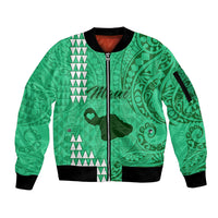 Maui Island Sleeve Zip Bomber Jacket Kakau Tribal Mixed Polynesian Pattern Green LT9 Unisex Green - Polynesian Pride