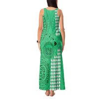 Maui Island Tank Maxi Dress Kakau Tribal Mixed Polynesian Pattern Green LT9 - Polynesian Pride