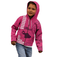 Maui Island Kid Hoodie Kakau Tribal Mixed Polynesian Pattern Pink LT9 - Polynesian Pride