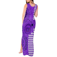 Maui Island Tank Maxi Dress Kakau Tribal Mixed Polynesian Pattern Purple LT9 - Polynesian Pride
