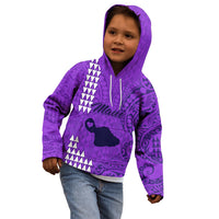 Personalised Maui Island Kid Hoodie Kakau Tribal Mixed Polynesian Pattern Purple LT9 - Polynesian Pride