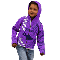 Personalised Maui Island Kid Hoodie Kakau Tribal Mixed Polynesian Pattern Purple LT9 - Polynesian Pride