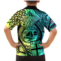 malampa-fiji-day-family-matching-mermaid-dress-and-hawaiian-shirt-vanuatu-sand-drawing-with-polynesian-pattern