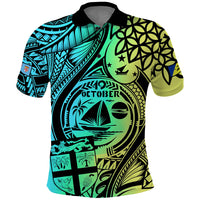 Personalised Malampa Fiji Day Polo Shirt Vanuatu Sand Drawing With Polynesian Pattern LT9 Black - Polynesian Pride