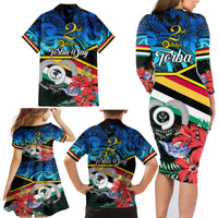 Torba Vanuatu Family Matching Long Sleeve Bodycon Dress and Hawaiian Shirt Sand Drawing With Polynesian Pattern LT9 - Polynesian Pride