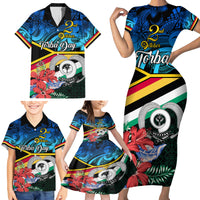 Torba Vanuatu Family Matching Short Sleeve Bodycon Dress and Hawaiian Shirt Sand Drawing With Polynesian Pattern LT9 - Polynesian Pride
