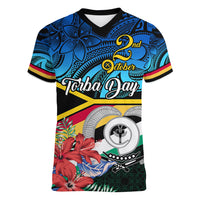 personalised-torba-vanuatu-women-v-neck-t-shirt-sand-drawing-with-polynesian-pattern