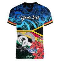 personalised-torba-vanuatu-women-v-neck-t-shirt-sand-drawing-with-polynesian-pattern