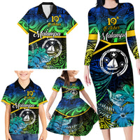 Malampa Day Family Matching Long Sleeve Bodycon Dress and Hawaiian Shirt Vanuatu Flowers with Malampa Emblem Tribal Pattern LT9 - Polynesian Pride