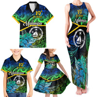 Malampa Day Family Matching Tank Maxi Dress and Hawaiian Shirt Vanuatu Flowers with Malampa Emblem Tribal Pattern LT9 - Polynesian Pride