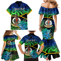 Personalised Malampa Day Family Matching Mermaid Dress and Hawaiian Shirt Vanuatu Flowers with Malampa Emblem Tribal Pattern LT9 - Polynesian Pride