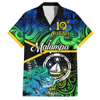 Personalised Malampa Day Family Matching Off Shoulder Maxi Dress and Hawaiian Shirt Vanuatu Flowers with Malampa Emblem Tribal Pattern LT9 Dad's Shirt - Short Sleeve Black - Polynesian Pride