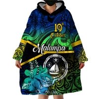 Personalised Malampa Day Wearable Blanket Hoodie Vanuatu Flowers with Malampa Emblem Tribal Pattern LT9 - Polynesian Pride