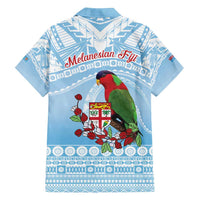Melanesian Fiji Kula Bird Family Matching Off Shoulder Maxi Dress and Hawaiian Shirt with Tagimoucia Masi Tapa Pattern LT9 - Polynesian Pride