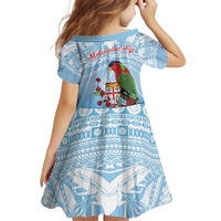 Melanesian Fiji Kula Bird Family Matching Off Shoulder Short Dress and Hawaiian Shirt with Tagimoucia Masi Tapa Pattern LT9 - Polynesian Pride