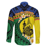 Melanesian New Caledonia Family Matching Long Sleeve Bodycon Dress and Hawaiian Shirt Plumeria Kagu Bird and Nautilus Shell LT9 - Polynesian Pride