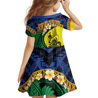 Melanesian New Caledonia Family Matching Short Sleeve Bodycon Dress and Hawaiian Shirt Plumeria Kagu Bird and Nautilus Shell LT9 - Polynesian Pride