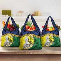 Melanesian New Caledonia Grocery Bag Plumeria Kagu Bird and Nautilus Shell