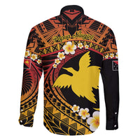 Melanesian Papua New Guinea Family Matching Long Sleeve Bodycon Dress and Hawaiian Shirt Plumeria Bird of Paradise Tribal LT9 - Polynesian Pride