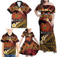 Melanesian Papua New Guinea Family Matching Off Shoulder Maxi Dress and Hawaiian Shirt Plumeria Bird of Paradise Tribal LT9 - Polynesian Pride