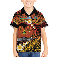 Melanesian Papua New Guinea Family Matching Off Shoulder Maxi Dress and Hawaiian Shirt Plumeria Bird of Paradise Tribal LT9 Son's Shirt Red - Polynesian Pride